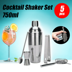 Cocktail Shaker Set Maker Mixer Martini Spirits Bar Strainer Bartender Kit 5PCS