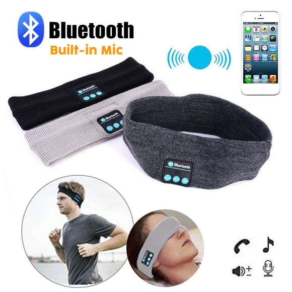 Bluetooth Sleep Headset Wireless Stereo Earphone Headphone Sports Headband w/Mic