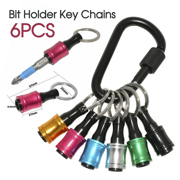 Hex Shank Screwdriver Bit Holder Extension Bar Tough Keychain Driver Keyring 6Pc