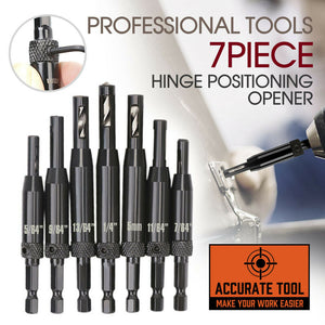 7-Piece Centre Drill Bits Set Self Centering Hinge Hole Drilling 1/4" Hex Shank