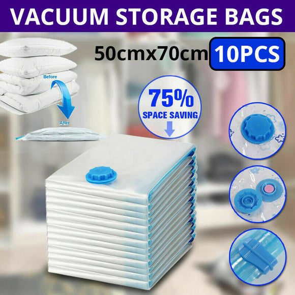 10x Vacuum Storage Bags Space Saver Seal Compressing Medium L0 Jumbo Supersize