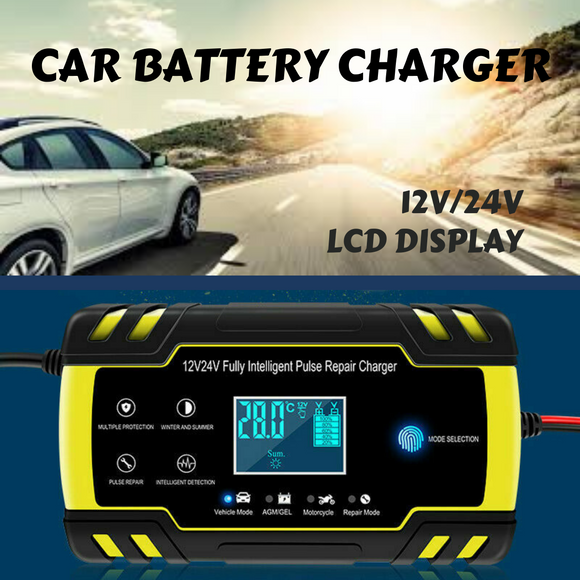 1x Car Battery Charger 12V/24V LCD Smart Battery Repair Boat Caravan Truck