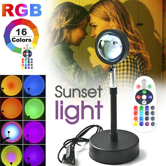 16Colors Rainbow Sunset Projection Lamp LED Modern Romantic Remote Control Light