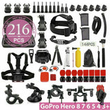 216 pcs Accessories Pack Case Chest Head Floating Monopod GoPro Hero 8 7 6 5 4