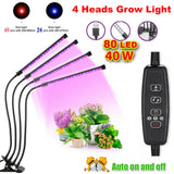 4 Head 80 LED 40W Plant Lamp Grow Light Growing Vegetables Flowers Indoor Clip