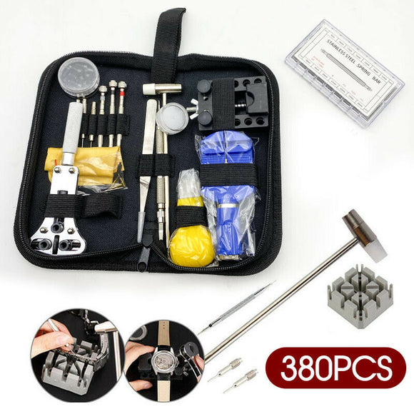 380PCS Watchmaker Watch Link Pin Remover Case Opener Repair Tool Kit Set