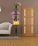 12 Hook Coat Hanger Stand 3-Tier Hat Clothes Rack Metal Tree Style Storage Black