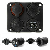 12V-24V Car Cigarette Lighter Socket Dual Plug + Dual USB Port Charge +Voltmeter