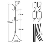 12 Hook Coat Hanger Stand 3-Tier Hat Clothes Rack Metal Tree Style Storage Black